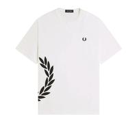 Fred Perry- Camiseta con Logotipo de Corona de Laurel en Relieve- Tops- Hombre- Blanco- L- Camiseta con Logotipo de Corona de Laurel en Relieve