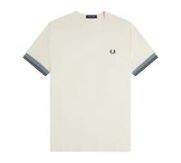 Fred Perry- Camiseta de piqué con cuello redondo- Tops- Hombre- Beige- L- Camiseta de piqué con cuello redondo