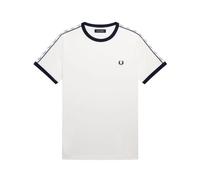 Fred Perry- Camiseta Ringer de Inspiración Noventera con Cinta de Corona de Laurel- Tops- Hombre- Blanco- XS- Camiseta Ringer de Inspiración Noventera con Cinta de Corona de Laurel
