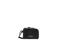 Fred Perry Cartera de cuero con cremallera alrededor de la marca para hombre con cadena de seguridad y clip en negro, Black, Talla única, Clásico
