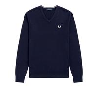 Fred Perry - Clásico Suéter Azul con Cuello en V - Knitwear - Hombre - Azul - L -