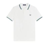Fred Perry - Fred Perry Slim Fit Twin Tipped Polo Snow White / Sport Green / Navy - Tops - Hombre - Blanco - S -