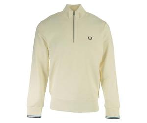 Fred Perry Half Zip - Sudadera para hombre, Blanco crudo, L