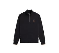 Fred Perry Half Zip Sweatshirt (FR/ES, Letras, XL, Regular, Regular, Negro S77)