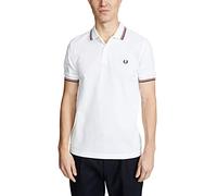 Fred Perry M3600, Polo Para Hombre, Blanco/Rojo Brillante/Azul Marino, Large