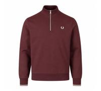 Fred Perry Men's Half Zip Sweatshirt Oxblood/Ecru