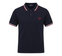 Fred Perry Men's Twin Tipped Polo Shirt Navy/Snow White/Burnt Red