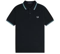 Fred Perry Polo de doble punta, azul marino con rayas azules menta