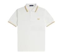 Fred Perry Polo de doble punta, color blanco nieve con ribete de panal, Blancanieves/panal, XXL
