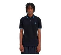 Fred Perry Polo de manga corta de algodón para hombre, ajuste regular, color negro, Humo De Luz Negra Runaway Bay Ocean