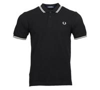 Fred Perry Polo para hombre M3600, negro, gris y blanco, XXL