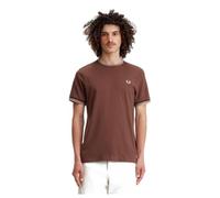 Fred Perry Ribete Con Dos Franjas Camiseta Hombre Marrón M