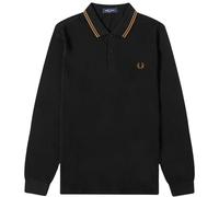 Fred Perry Shaded Stone Twin Tipped Collar Black Long Sleeve Polo Shirt