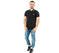 Fred Perry Slim Fit Twin Tipped Polo Black White White (XXXL)
