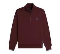 Fred Perry- Sudadera de Algodón con Media Cremallera y Bordado de Laurel- Sweatshirts & Hoodies- Hombre- Rojo- M- Sudadera de Algodón con Media Cremallera y Bordado de Laurel