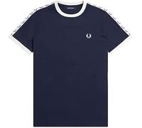Fred Perry Taped Ringer T-Shirt (FR/ES, Letras, 3XL, Regular, Regular, Azul)