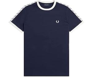 Fred Perry Taped Ringer T-Shirt (FR/ES, Letras, 3XL, Regular, Regular, Azul)
