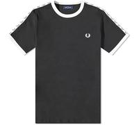 Fred Perry Taped Ringer T-Shirt (FR/ES, Letras, XS, Regular, Regular, Negro)