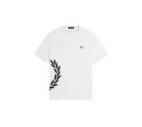 Fred Perry Textured Laurel Wreath T-Shirt (FR/ES, Letras, S, Regular, Regular, Blanco)