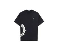 Fred Perry Textured Laurel Wreath T-Shirt (FR/ES, Letras, XXL, Regular, Regular, Negro)