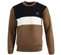 Fred Perry Textured Panel Shaded Stone Brown Sweater