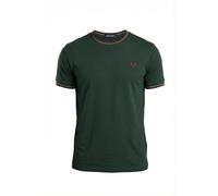 Fred Perry Twin Tipped T-Shirt, Camiseta para hombre, Green Stakblack Oxblood, XL