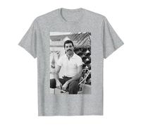 Freddie Mercury Queen en NOLA Antes de la Gira de Juegos 1981 Camiseta, Hombre, Gris Jaspeado, M