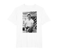 Freddie Mercury Queen en NOLA Antes de la Gira de Juegos 1981 Camiseta, Hombre Tallas Grandes, Blanco, 2X Alto
