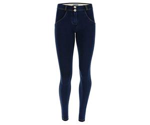FREDDY - Pantalón Wr.up® Superskinny De Talle Y Largo Estándar En Punto De Denim Oscuro, Jeans Scuro-Costuras Amarillo, Large