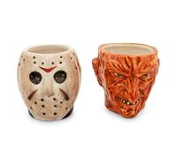 Freddy vs. Jason Faces - Mini tazas de cerámica esculpidas de 4 onzas, juego de 2