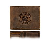 Frédéric Johns ® - Cartera de Cuero para Hombre - Cartera Vintage - Cartera de Cuero - Cuero auténtico - Cartera RFID - Tarjetas, Moneda, Billetes - Idea de Regalo - Modelo Wood (Marrón2) (Marrón)