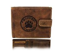 Frédéric Johns ® - Cartera de Cuero para Hombre - Cartera Vintage - Cartera de Cuero - Cuero auténtico - Cartera RFID - Tarjetas, Moneda, Billetes - Idea de Regalo - Modelo Wood (Marrón2) (Marrón 2)