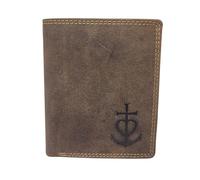 Frederic&Johns - Cartera para hombre de piel auténtica, diseño de piedra, estilo vintage, protección RFID, compacto y elegante, compatible con permiso de conducción, Cruz de Camarga, talla única