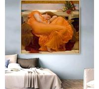 Frederic Leighton "Flaming June", lienzo, obra de arte, póster, impresión, imagen moderna, decoración de pared para el hogar y la sala de estar (40 x 50 cm/sin marco)