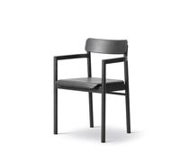 Fredericia Furniture Butaca con reposabrazos Post 3446 Piel premium 88 - roble lacado negro