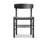 Fredericia Furniture Silla J39 Haya lacada en negro - cuero Omni 301 negro