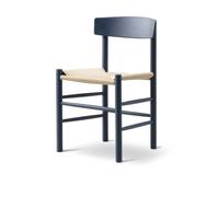 Fredericia Furniture Silla J39 Indigo blue-trenzado natural