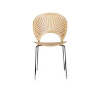 Fredericia Furniture Silla Trinidad 3398 Haya barnizada - patas cromadas