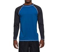 FREDRM Men's Long Sleeve Rash Guard Swim Shirts UPF 50+ Sun Protection SPF UV T-Shirts For Fishing Hiking Running Surfing (Blue-Grey, XL)