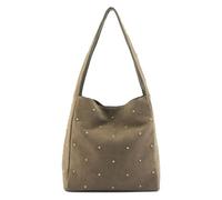FREDsBRUDER Cuero bolso de hombro The Beaded One Collection Hobo Bag Greyish Khaki caqui
