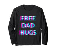 Free Dad Hugs Pride Proud Ally LGBT Rainbow Flag Support Manga Larga