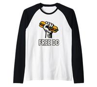 Free DC Sandwich Activism Protest Fist Humor Camiseta Manga Raglan