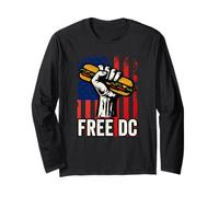 Free DC Sandwich Activism USA Flag Protest Fist Humor Manga Larga