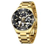 Free Focus - Relojes únicos para hombre, reloj mecánico automático, relojes de lujo con caja de acero inoxidable y correa de silicona (movimiento Rubies/8 ATM resistente al agua/superluminoso