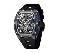 Free Focus - Relojes únicos para hombre, reloj mecánico automático, relojes de lujo con caja de acero inoxidable y correa de silicona (movimiento Rubies/9ATM impermeable/superluminoso), Azul_negro