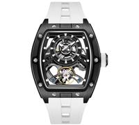 Free Focus - Relojes únicos para hombre, reloj mecánico automático, relojes de lujo con caja de acero inoxidable y correa de silicona (movimiento Rubies/resistente al agua hasta 5 ATM/superluminoso