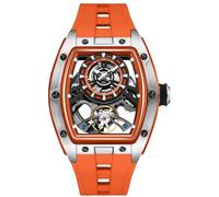 Free Focus - Relojes únicos para hombre, reloj mecánico automático, relojes de lujo con caja de acero inoxidable y correa de silicona (movimiento Rubies/resistente al agua hasta 5 ATM/superluminoso