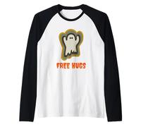 Free Hugs Ghost and Spirit Spooky Fall Design Camiseta Manga Raglan
