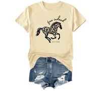Free Indeed - Camiseta cristiana con versículo bíblico, diseño de caballo, Amarillo cremoso, S