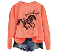 Free Indeed - Sudadera con versículo bíblico, camiseta cristiana de manga larga con estampado de caballo, naranja, XL